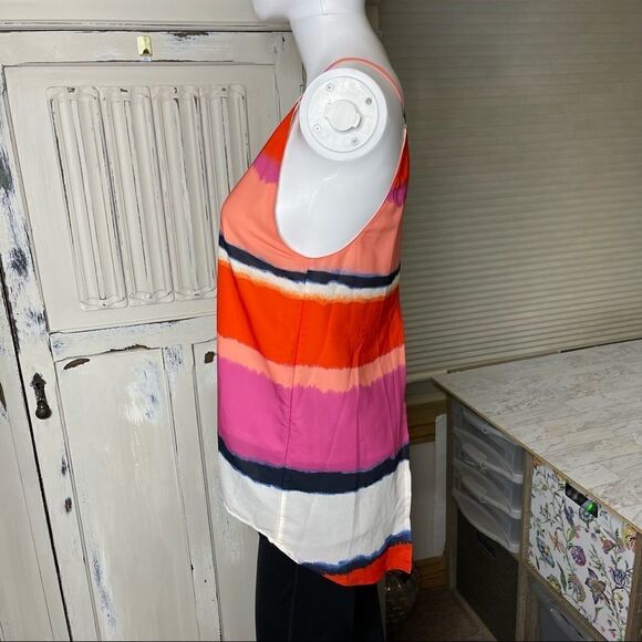 Valette Stripe Tye Dye Split Back Spaghetti Strap Top Tank - Picture 5 of 13